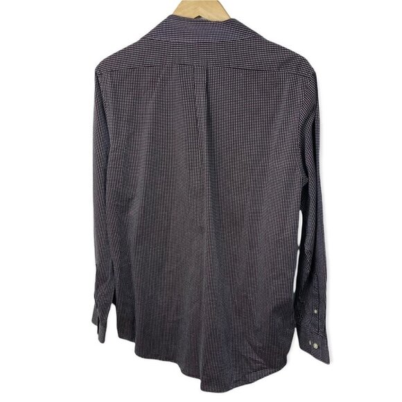 Tasso Elba‎ Button Down Checked Shirt Size Large Cotton Brown Blue Casual Dress - Picture 3 of 12